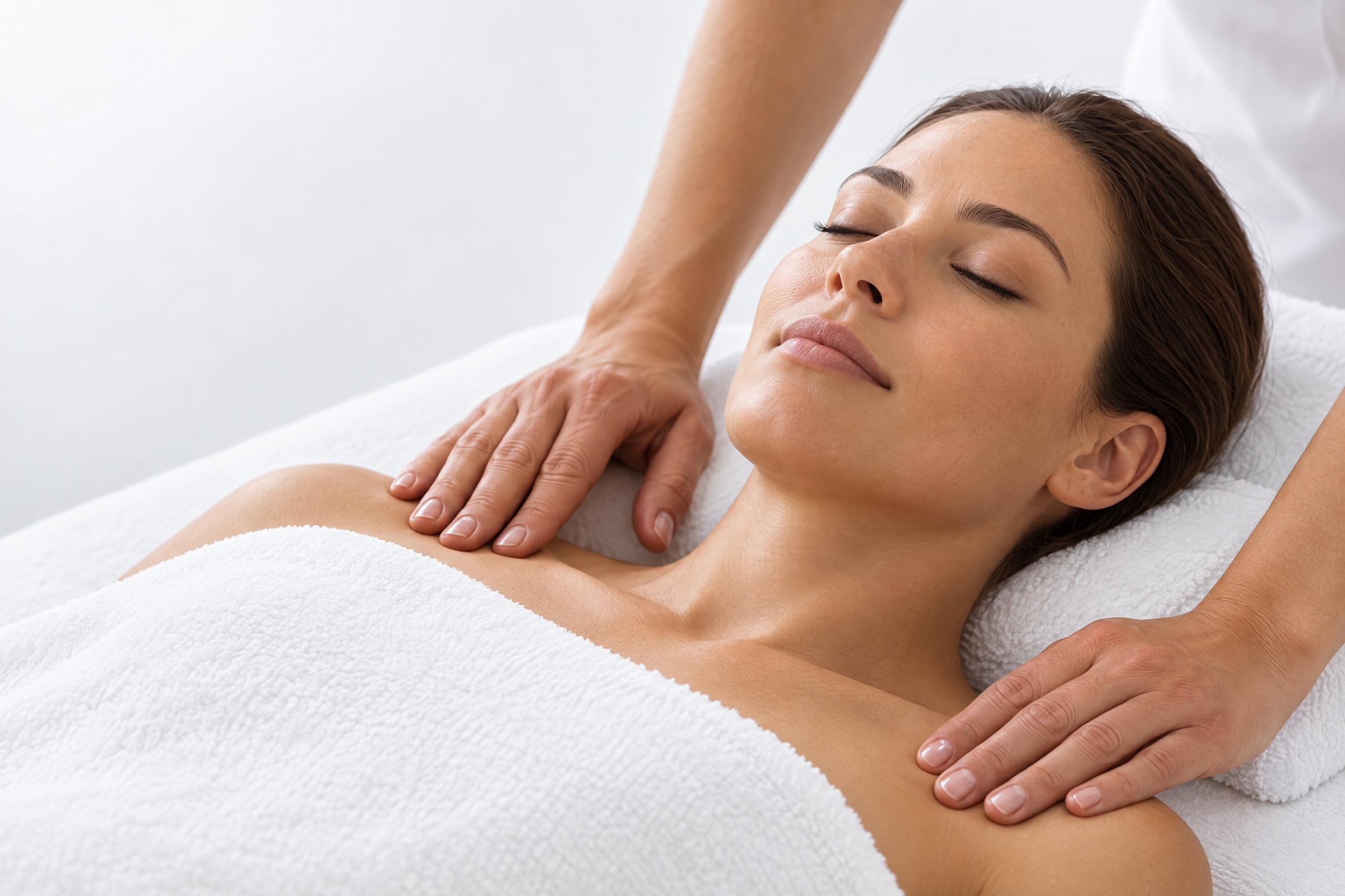 A therapist working on a client's back